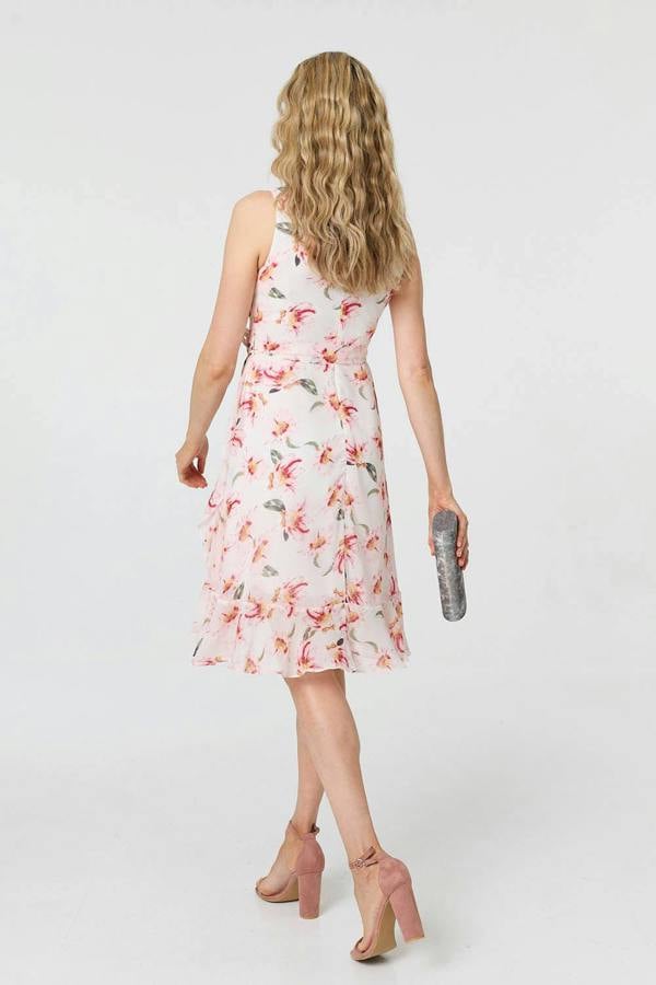 Pink | Floral Sleeveless Knee Length Dress
