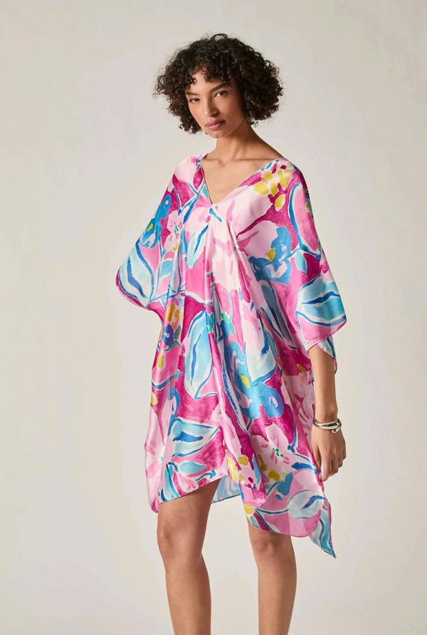 James Lakeland Pink Abstract Floral Kaftan