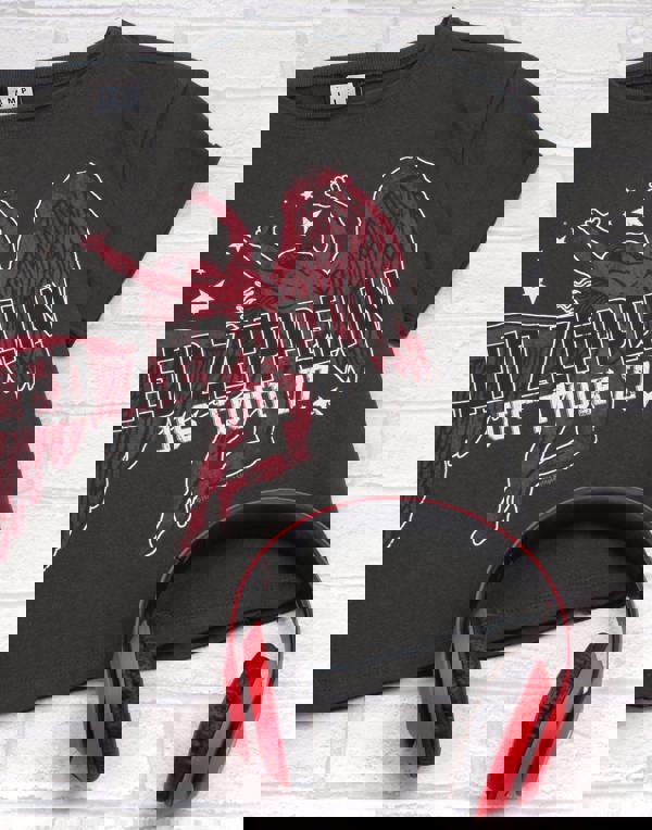 Amplified Clothing Womens Grey Led Zeppelin Cropped Short Sleeved T-Shirt