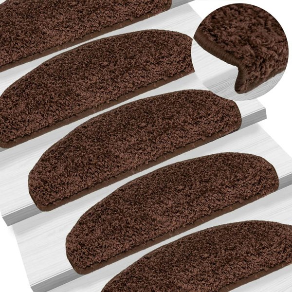 Berkfield Carpet Stair Treads 15 pcs Brown 65x21x4 cm