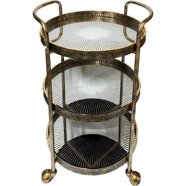Maison des Cadeaux Gold Rustic 3-Tier Drinks Trolley
