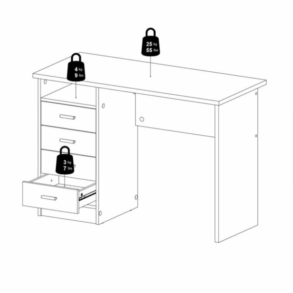 Wyld Haus Billabong White Wooden 4 Drawer Office Desk