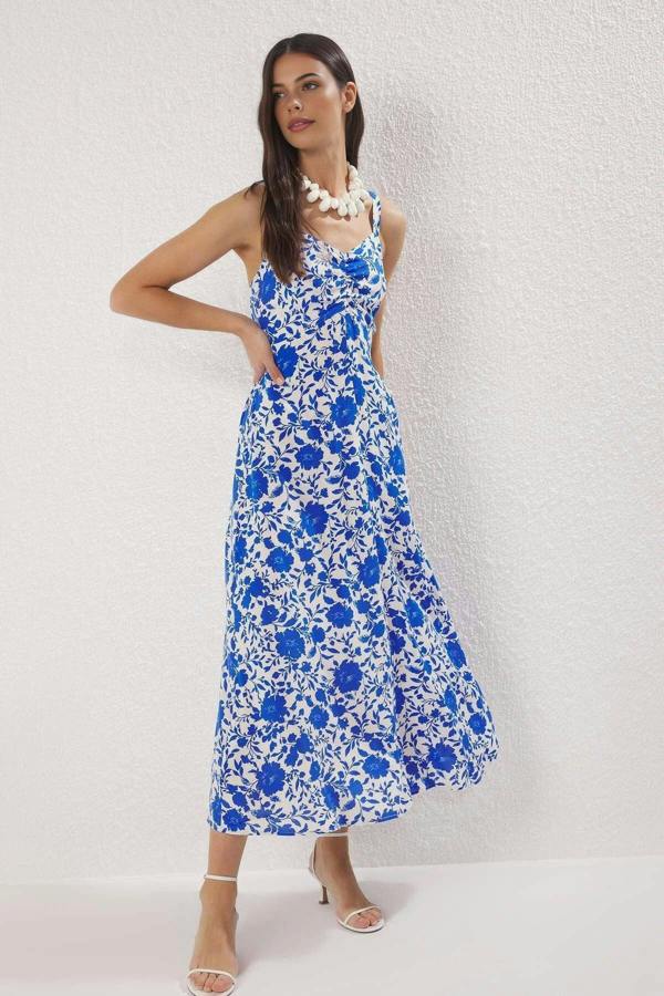 WOVCOR Floral Midi Woven Dress