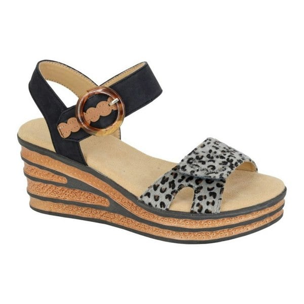 Cipriata Womens/Ladies Danta Leopard Print Sandals - Black