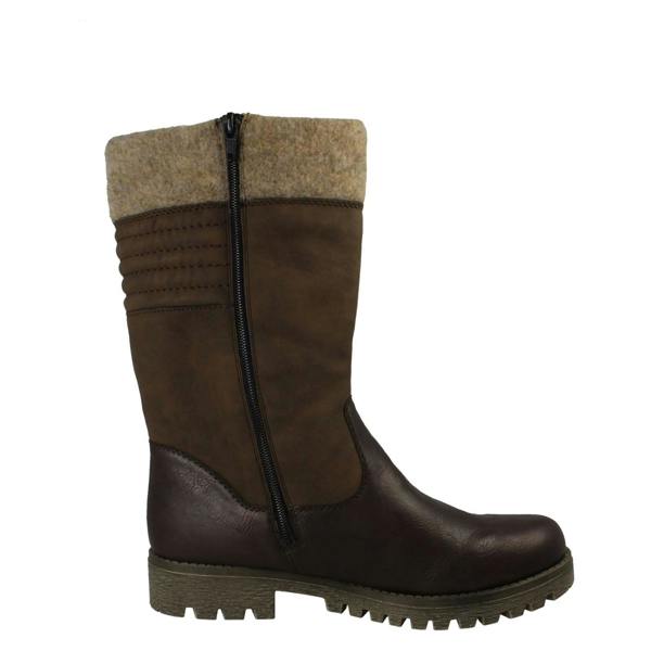 Rieker Ladies Rieker Zip Mid Calf Fleece Lined Water Repellent Boots 78585