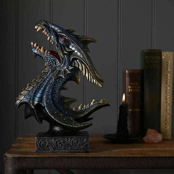 T. H. Baker Mystic Legends Blue Dragons Head Bust Ornament 69556