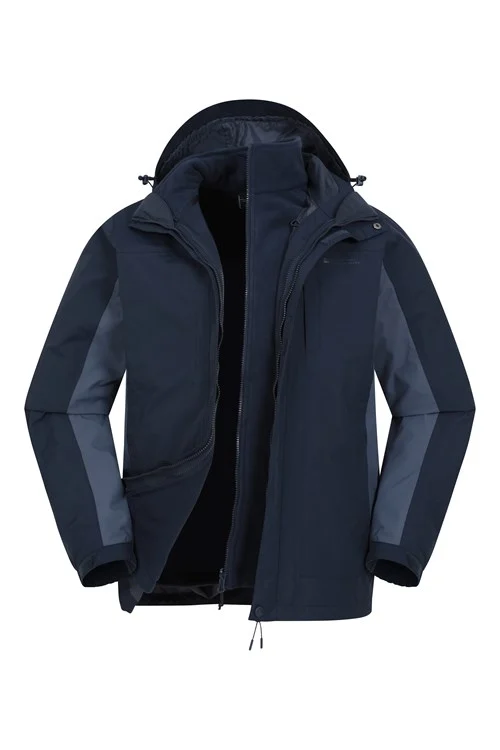 Mountain Warehouse Mens Thunderstorm 3 in 1 Waterproof Jacket - Dark Blue