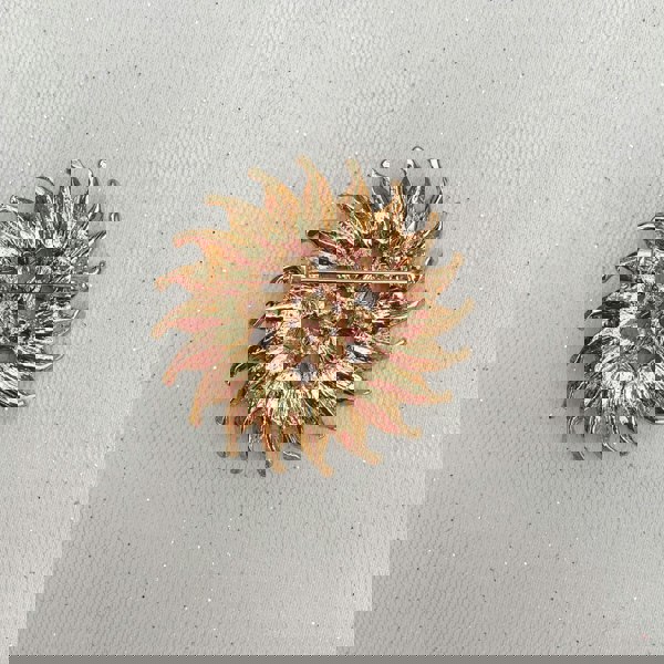 sunflower brooch gold pin back