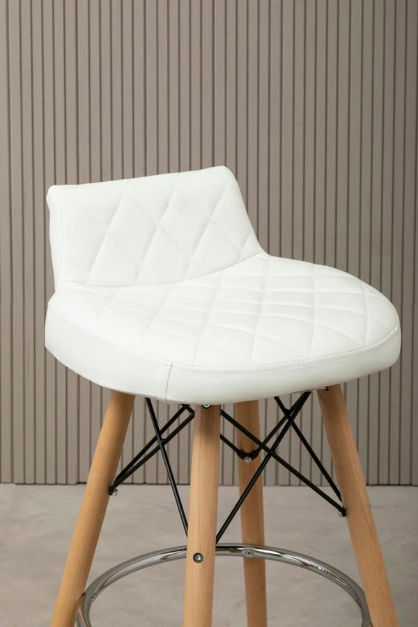Interiors by Premier Stockholm White Leather Effect Seat Bar Stool