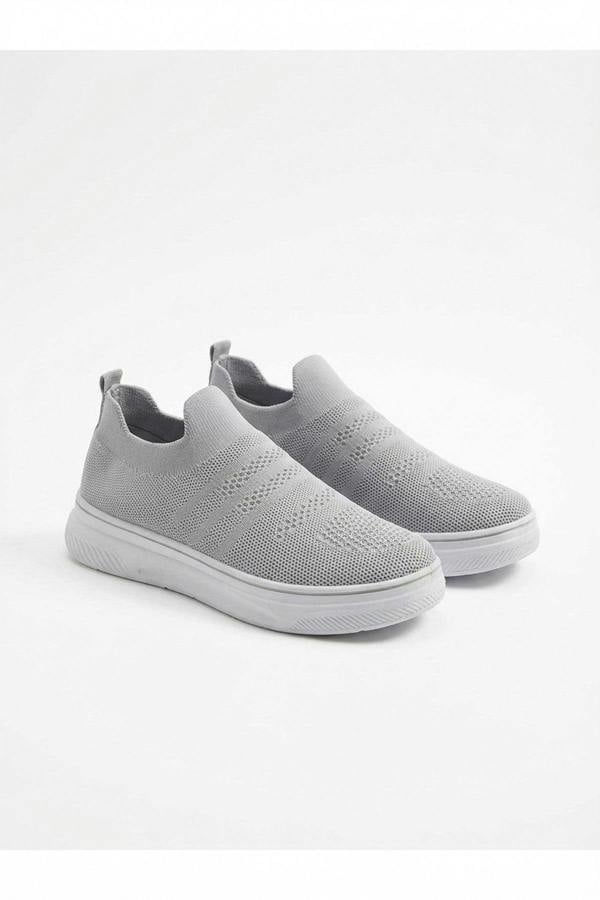 Grace Knit Slip On Trainers - Grey_wb