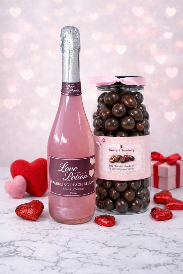 Rita Farhi Non-Alcoholic Love Potion Peach Bellini & Raspberry & Cherry Chocolate Selection