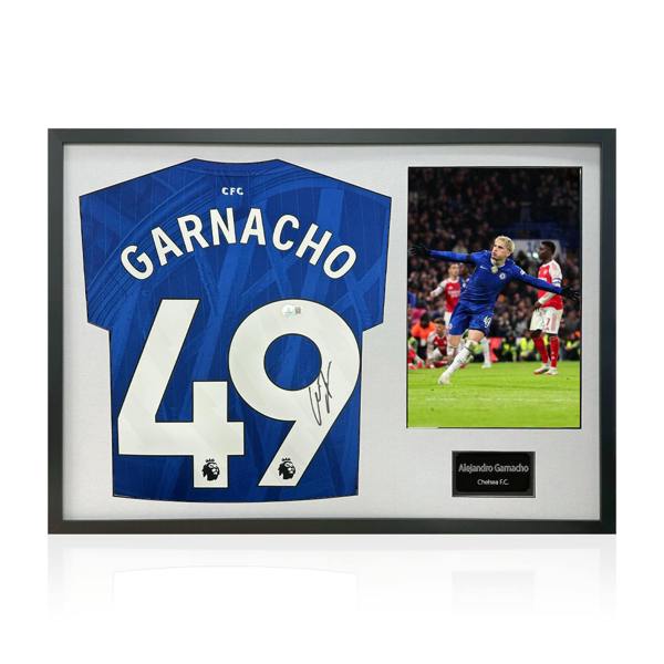 Alejandro Garnacho Signed Chelsea Shirt Classic Frame (Beckett)
