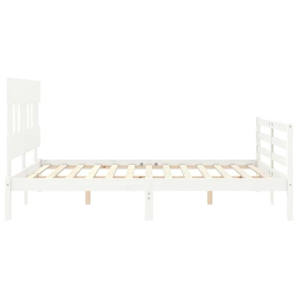 Berkfield Bed Frame with Headboard White 160x200 cm Solid Wood
