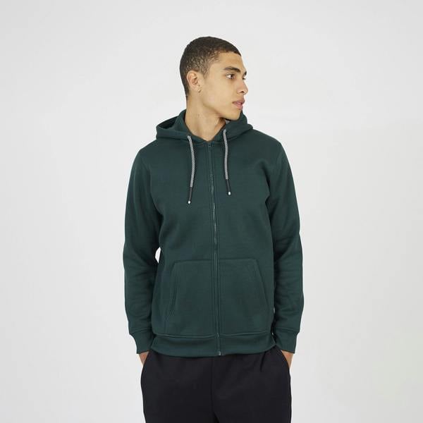 Brave Soul Dark Green Full Zip Hoodie - Dark Green Image 1