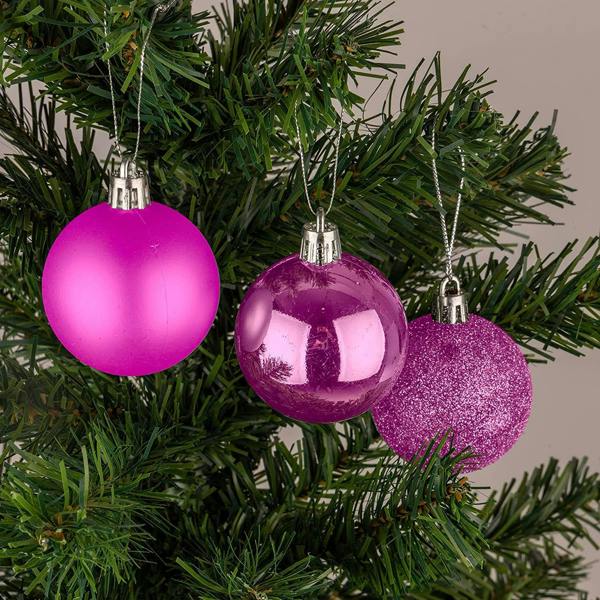 Pale Pink Shatterproof Christmas Baubles in 12 or 24 Pack Sizes, 5cm Tree Decorations image 3