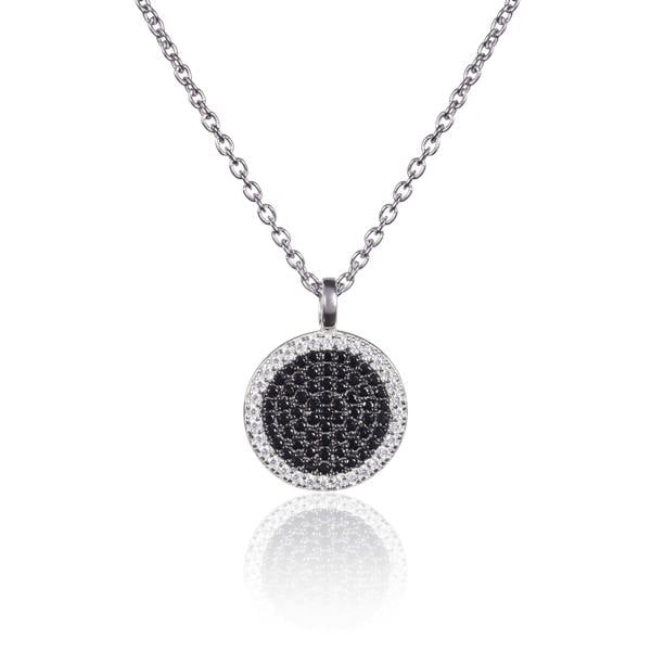 925 Silver Black and White Disc Pendant Necklace for Women - namana.london