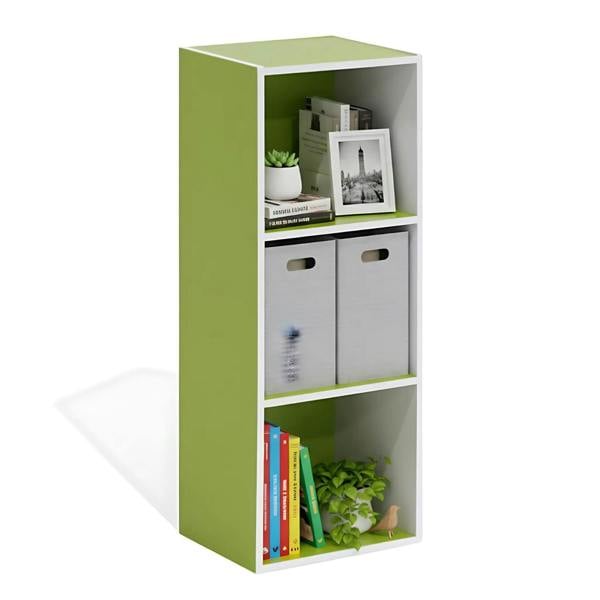 WALPLUS Pasir 3-Tier Open Shelf Bookcase, White/Green 11003WH/GR | Luxury Wall Decor for Living Room & Bedroom