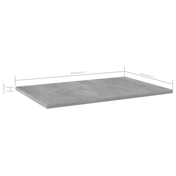 Berkfield Bookshelf Boards 4 pcs Concrete Grey 60x40x1.5 cm Engineered Wood