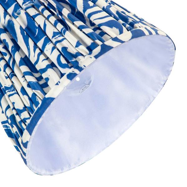 Modern Blue Nova Pleated Cotton Fabric Lamp Shade with Tapered Design Image 4