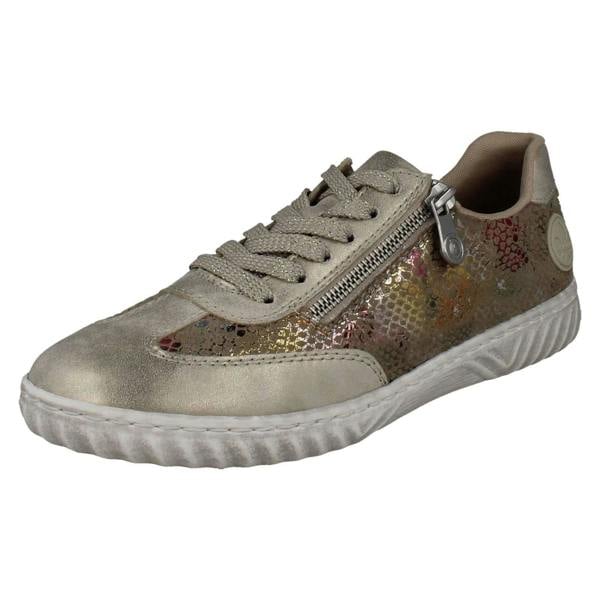 Rieker Ladies Rieker Metallic Reptile Print Trainers N0902