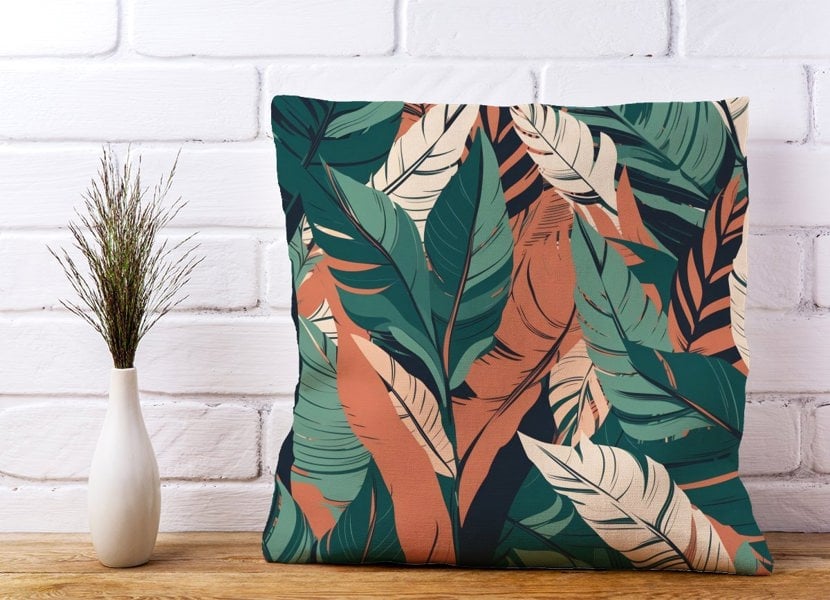 Warren Reed Autumn Tropical Leaves Cushions