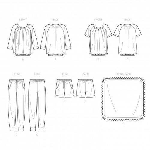 Simplicity Sewing Pattern 9556, Tops, Trousers, Shorts, Blankets for Women, Baby, A (XS-S-M-L-XL) - Easy