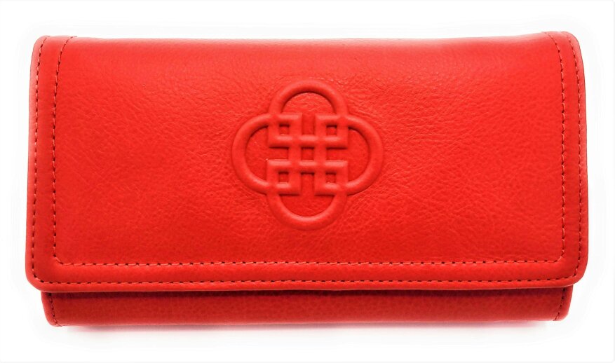 SADDLER BONNIE Real Leather Designer RFID Multi-section Purse  | Gift Boxed - Red