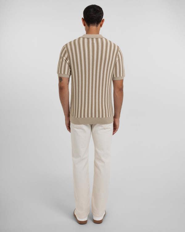 Steel & Jelly Pimlico - Knitted Stripe Trophy Neck Polo Shirt