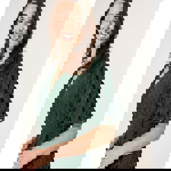 Blue Vanilla Double Angel Sleeve Lace Midi Dress