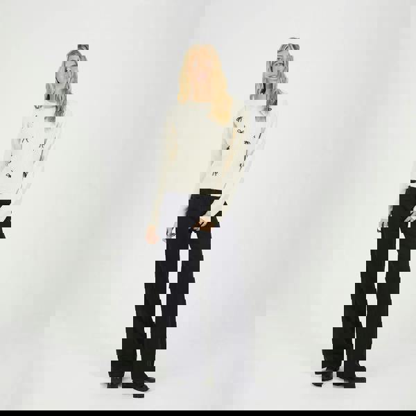 Brave Soul Cream Crew Neck Jumper With Jewel Bow Detail - Cream Image 3