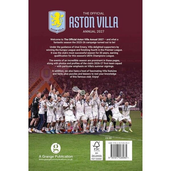 Grange Communications Ltd Aston Villa FC Annual 2027, Annuals, Sports, Gift