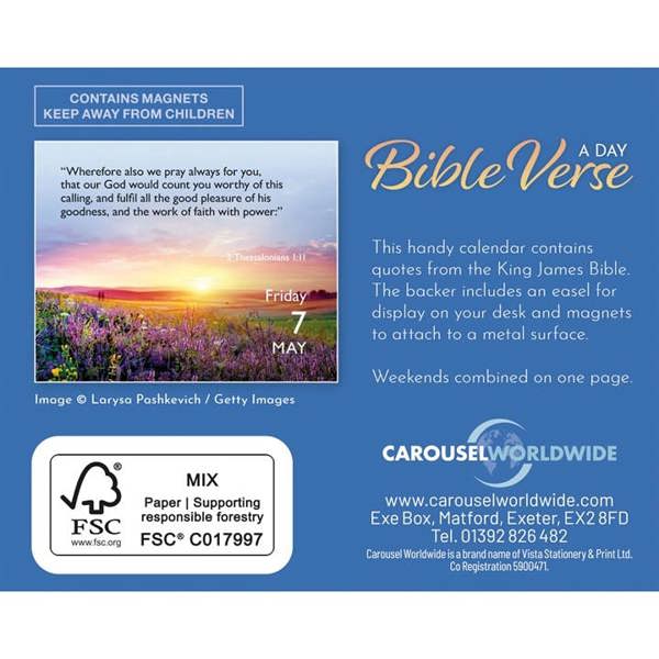 Religion Bible Verse A Day Mini Desk Calendar 2027, Desk Calendars, Day To View, Lifestyle, Gift