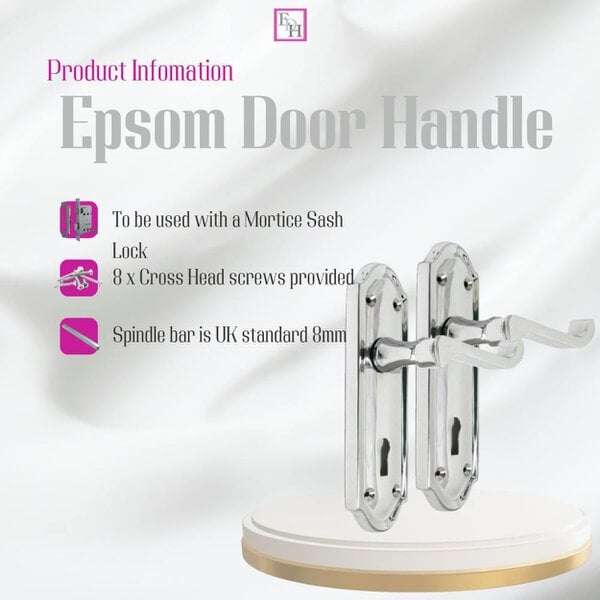 EDH Door Hardware Polished Chrome Lock Door Handles Ashford Ashworth Victorian Scroll Door 170mmx1