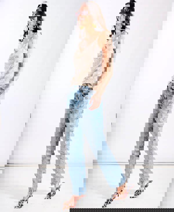 Cream Sequin Cowl Neck Top