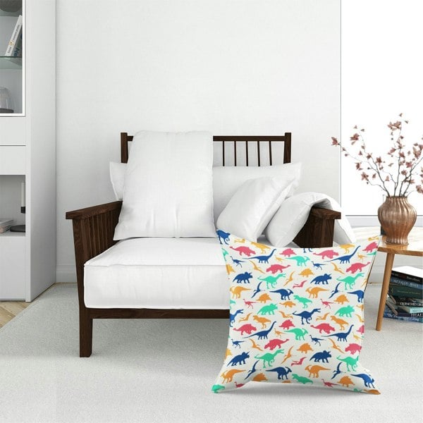 Warren Reed Multicoloured Dinosaurs Floor Cushion