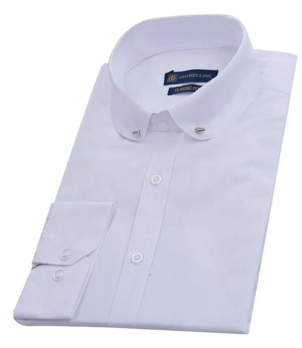 TruClothing Mens Club Collar White Shirt 1920s Peaky Blinders With Bar Poplin Pin Smart