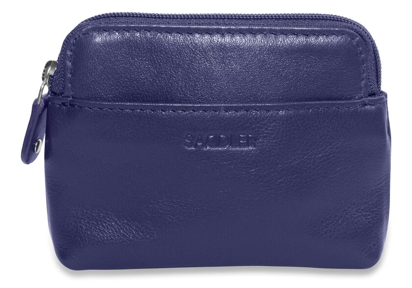 SADDLER Compact Leather Zip-Top Purse "Pia" – Handmade by Saddler | RFID Protected & Gift Boxed | Multi-Functional Card, Coin & Key Holder - Peacoat Blue
