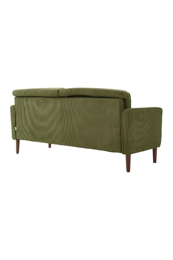 Living and Home Dark Green Corduroy Upholstered Two-seater Sofa Armchair