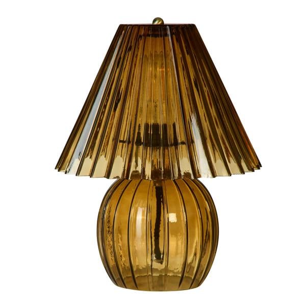 Lighting Collection Ribbed Amber Glass Table Lamp