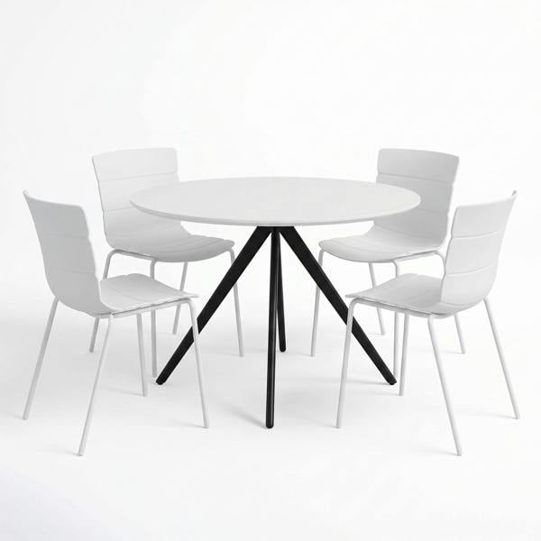 Core Products Aspen Dining Set - White Round Table & 4 Bali Dining Chairs