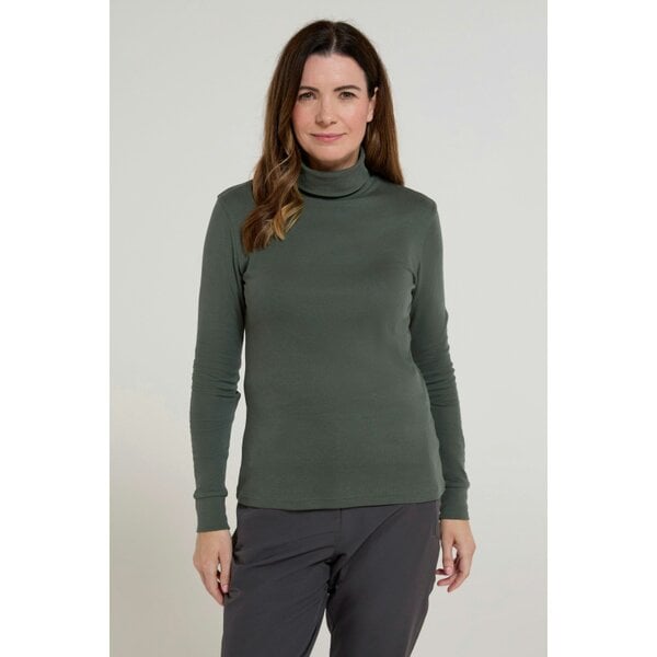 Mountain Warehouse Womens/Ladies Meribel Cotton Roll Neck Long-Sleeved Top - Khaki Green