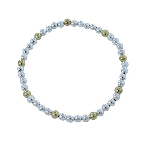 Reeves & Reeves Two Tone Beaded Sterling Silver Bracelet