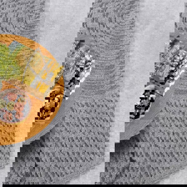 High Pile Grey Rug Chappe – Soft Geometric