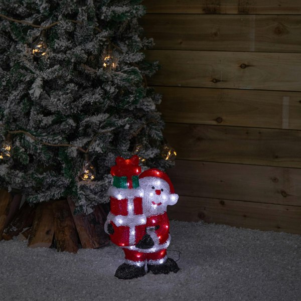 Samuel Alexander 41cm Light up Acrylic Christmas Santa with 3 Gifts and 40 White LEDs