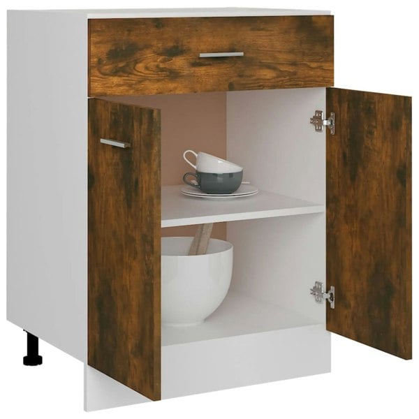 Berkfield Drawer Bottom Cabinet Smoked Oak 60x46x81.5 cm Engineered Wood