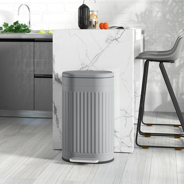 HOMCOM 20L Pedal Bin, Metal Kitchen Bin with Soft-close Lid - 30L - Grey