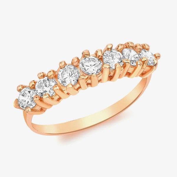 T. H. Baker 9ct Rose Gold 7-Stone Crystal Half Eternity Ring 5.84.6901