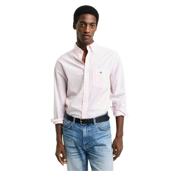 Gant Mens Gingham Regular Shirt - Light Pink - 