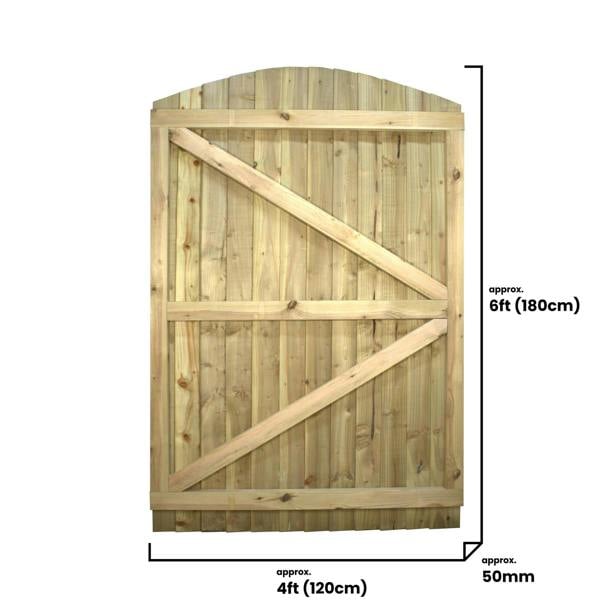 [rackhams variation] gate feather edge fully framed arch top [h.1800 x w.options] 5