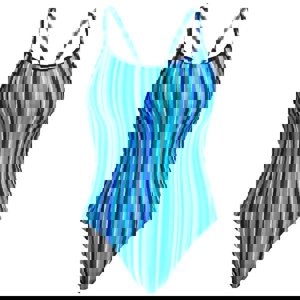 Funkita Lane Lines Diamond Back blue striped one-piece swimsuit